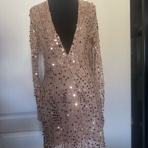 Elegant Sequin Long Sleeve Dress